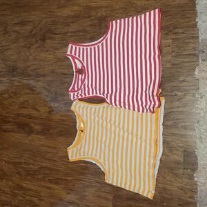 2 Maeve by Anthropologie Cropped Striped Tank Orange Striped Tank Tops Xlarge